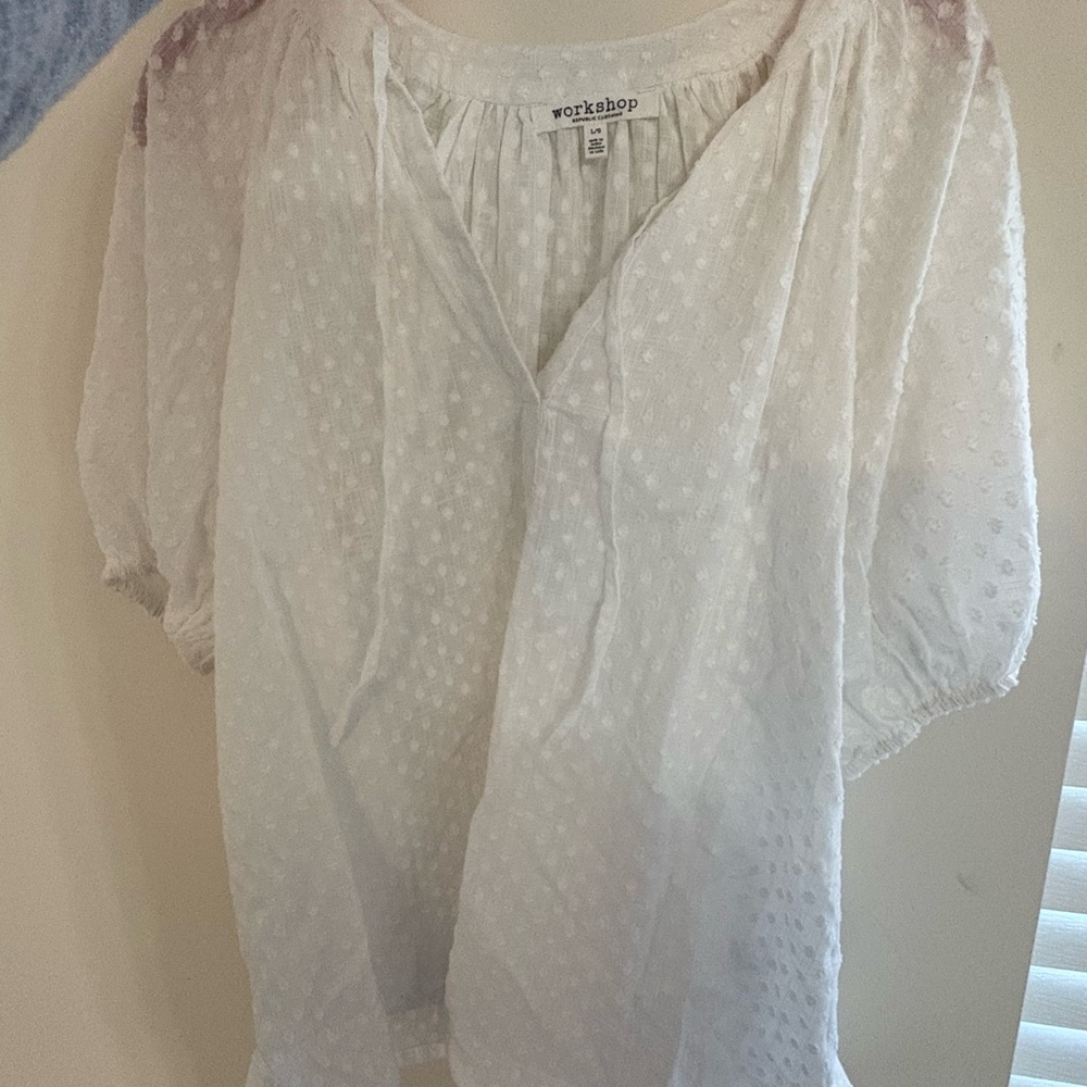 SOLD; Workshop Republic Clothing Ivory Textured Blouse